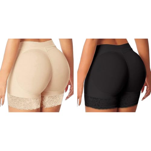 PALAY® Hip Pads for Women Combo, High Waist Invisible Body Shaping Butt Lifter Panty Shorts, Padded Underwear, Enhancer for Slim Look, M, Beige & Black, 2 Pcs for Daily & Special Wear PALAY® Hip Pads for Women Combo, High Waist Invisible Body Shaping Butt Lifter Panty Shorts, Padded Underwear, Enhancer for Slim Look, M, Beige & Black, 2 Pcs for Daily & Special Wear